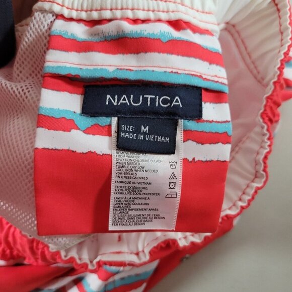 Nautica Mens Swim Trunks Size Medium Color Block Mesh Lined Multicolor - Picture 5 of 8